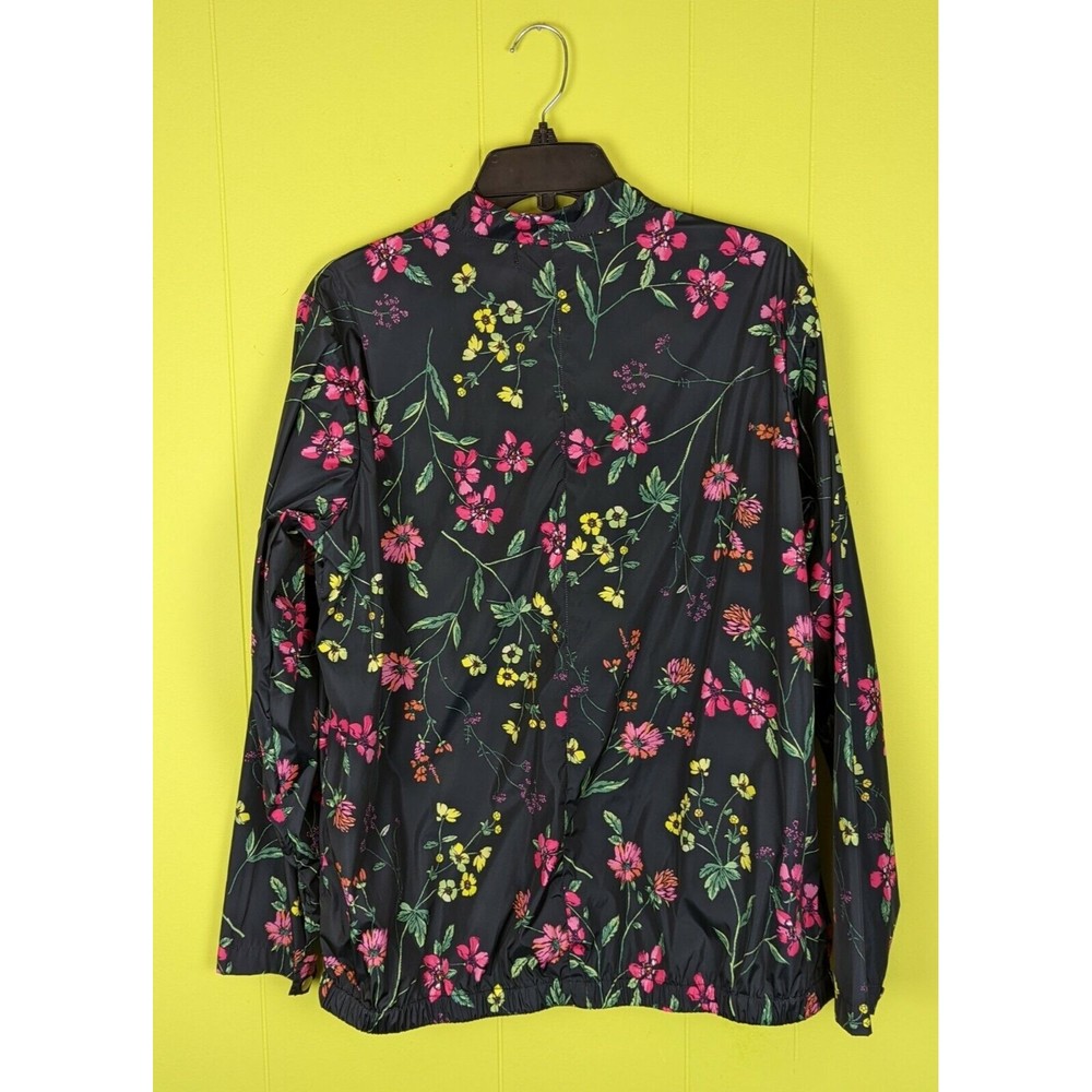 Signature Weekend Women's XL Black Floral Zip Up Windbreaker/Rain Jacket EUC - Picture 5 of 12